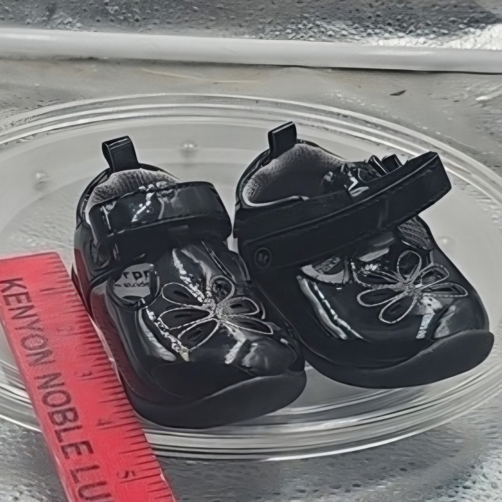 H Surprize By Stride Rite Black Patent Dress Shoes Sz 1